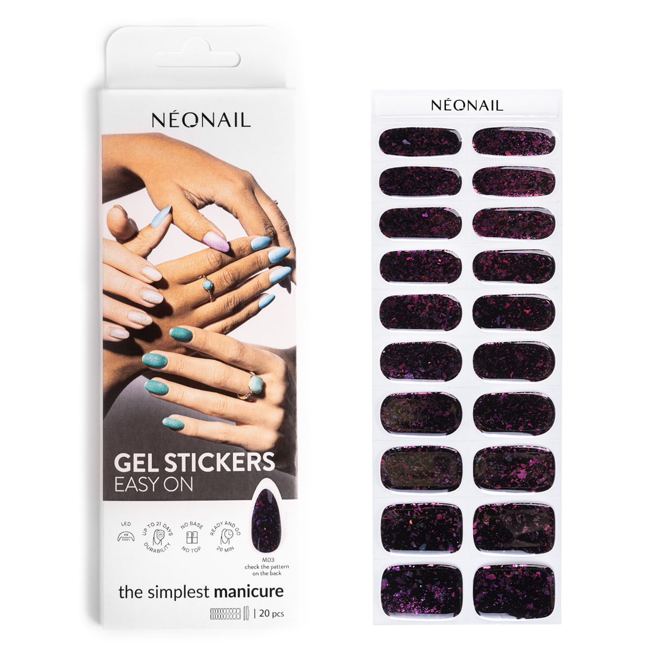 Neonail Schwarz/Lila Gel Stickers Easy On M03