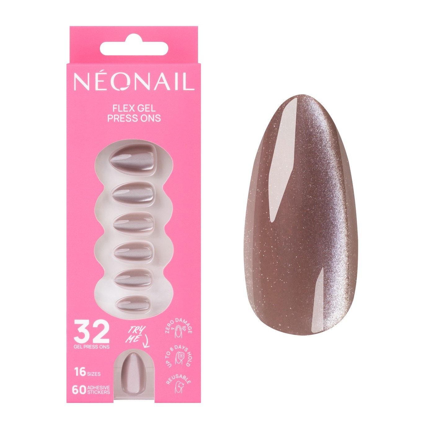 Flex Gel Press Ons 32 pc – Blush Cateye Medium Almond Flex Gel Press Ons 32 pc – Blush Cateye Medium Almond
