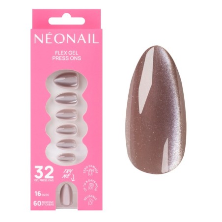 Flex Gel Press Ons 32 pc &ndash; Blush Cateye Medium Almond