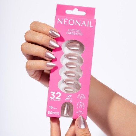 Flex Gel Press Ons 32 pc &ndash; Blush Cateye Medium Almond