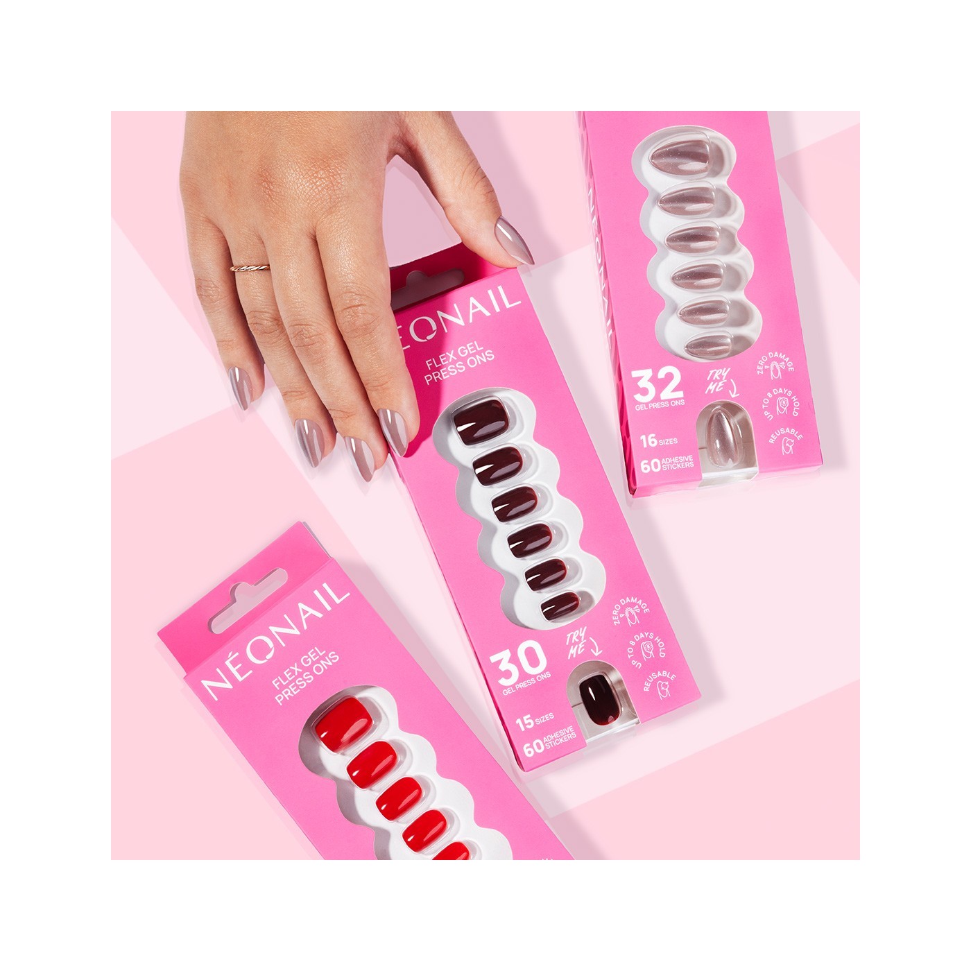 Flex Gel Press Ons 32 pc – Blush Cateye Medium Almond Flex Gel Press Ons 32 pc – Blush Cateye Medium Almond