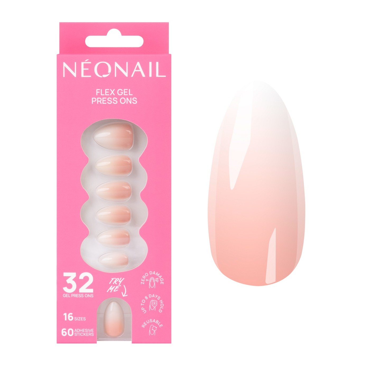 Flex Gel Press Ons 32 pc &ndash; Baby Boomer Rose Medium Almond | NEONAIL