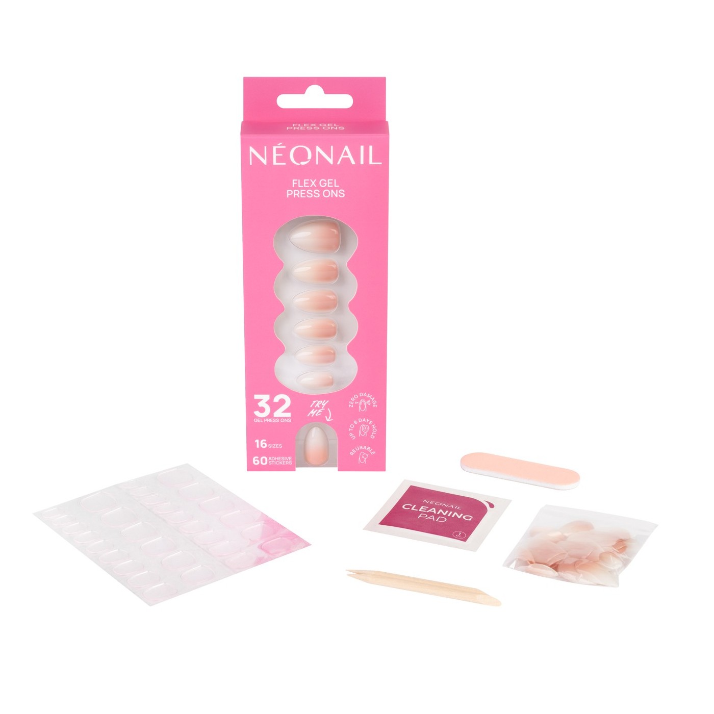 Flex Gel Press Ons 32 pc &ndash; Baby Boomer Rose Medium Almond | NEONAIL