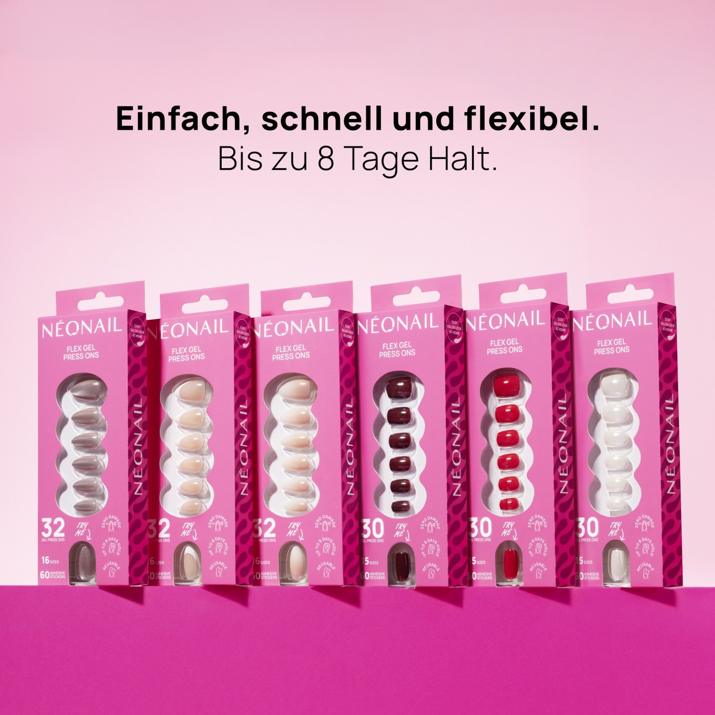 Flex Gel Press Ons 32 pc &ndash; Baby Boomer Rose Medium Almond | NEONAIL