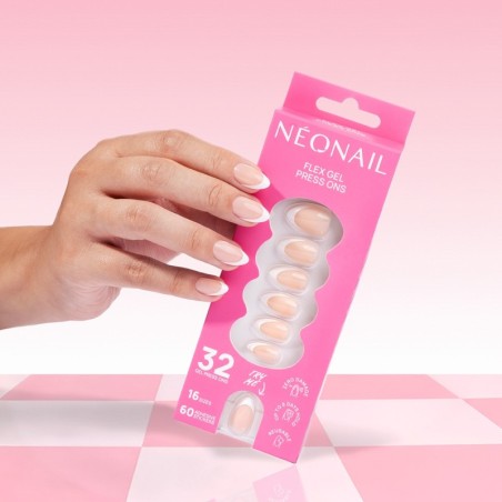 Flex Gel Press Ons 32 pc &ndash; Perfect French Medium Almond | NEONAIL
