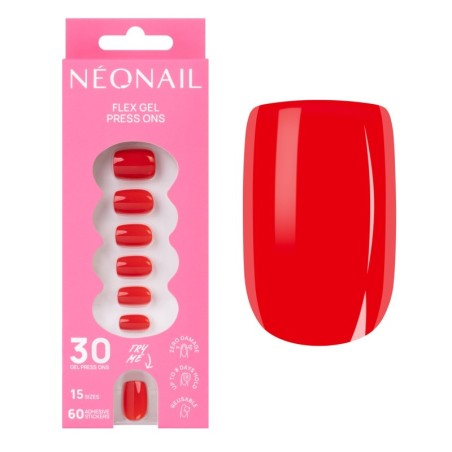 Flex Gel Press Ons 30 pc &ndash; Bold Red Short Square | NEONAIL
