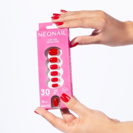 Flex Gel Press Ons 30 pc &ndash; Bold Red Short Square | NEONAIL