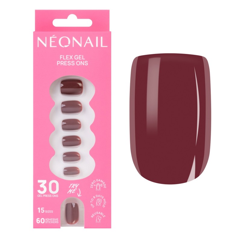 Flex Gel Press Ons 30 pc – Merlot Short Square | NEONAIL Flex Gel Press Ons 30 pc – Merlot Short Square | NEONAIL
