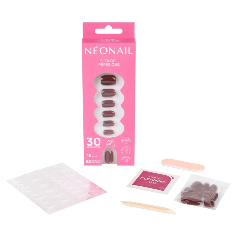Flex Gel Press Ons 30 pc – Merlot Short Square | NEONAIL Flex Gel Press Ons 30 pc – Merlot Short Square | NEONAIL