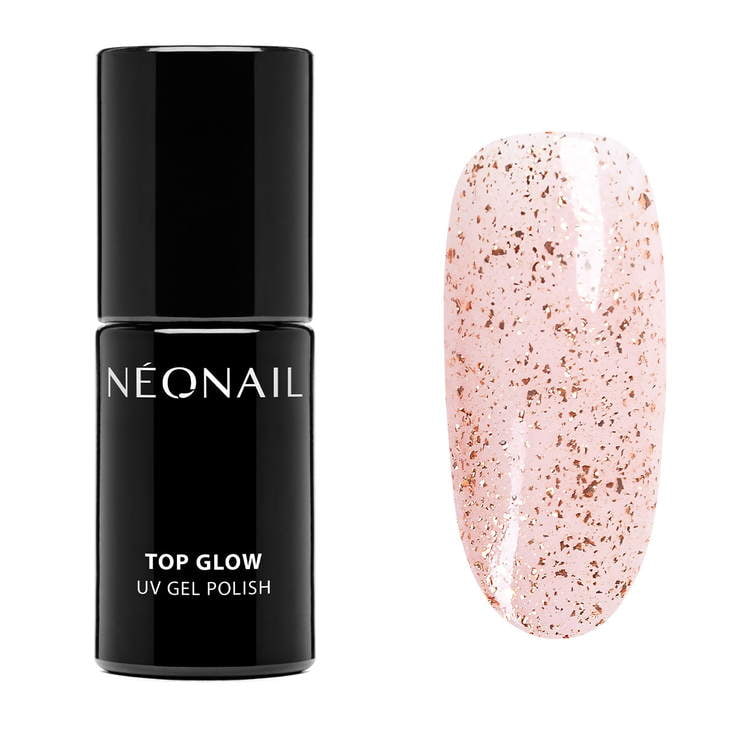 UV Nagellack 7,2 ml - Top Glow Rose Gold Flakes